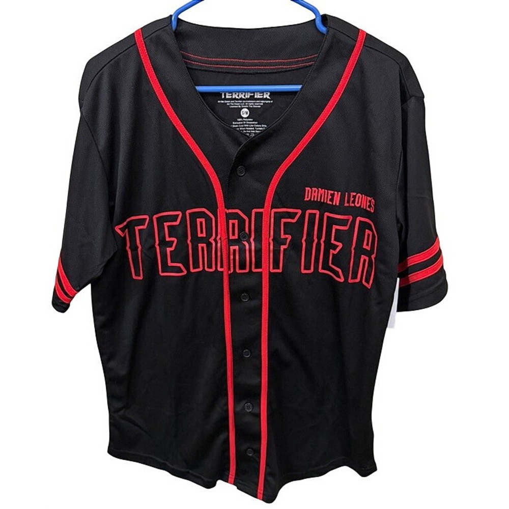 Terrifier Art the Clown Baseball Jersey Damien Leone Horror Black Red Mens S/M